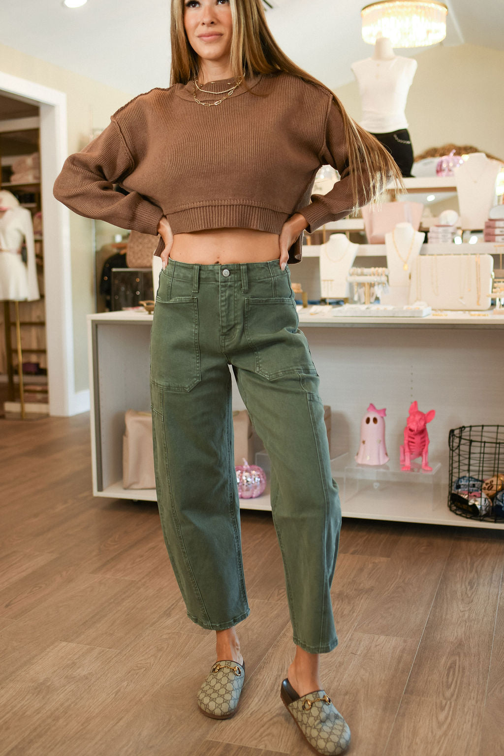 Olive Barrel Jeans