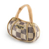 Tan Checker Chewy Vuiton Handbag Squeaker Dog Toy