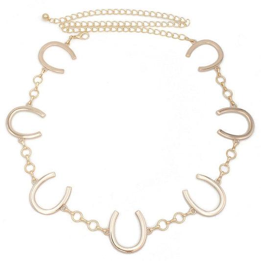 Western Metal Horseshoe Charm Chain Belt