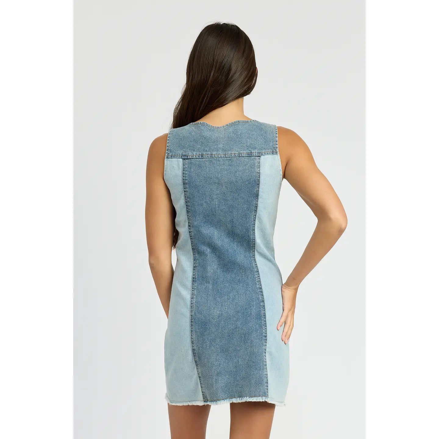 Two Toned Denim Button Up Dress