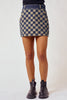 Checked Mini Denim Skirt With Pockets