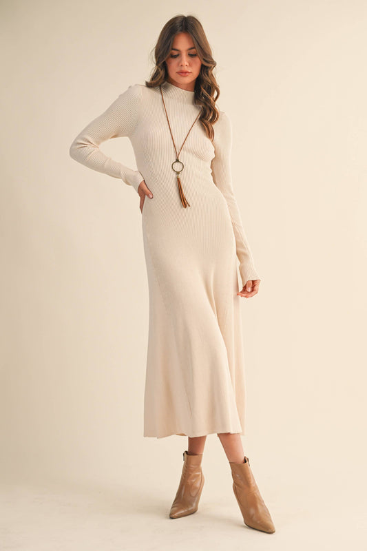 The Isabel Ribbed Flare Midi Dress
