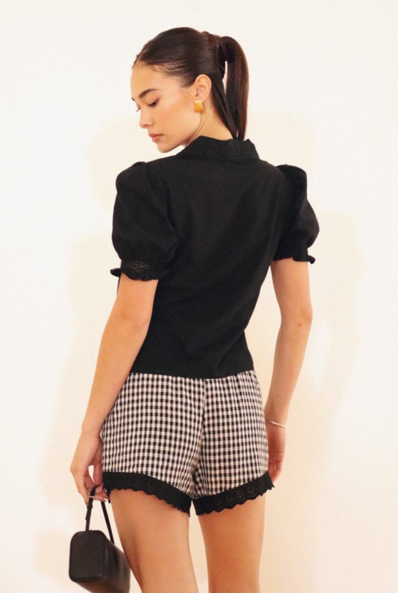 Gingham Lace Trim Shorts