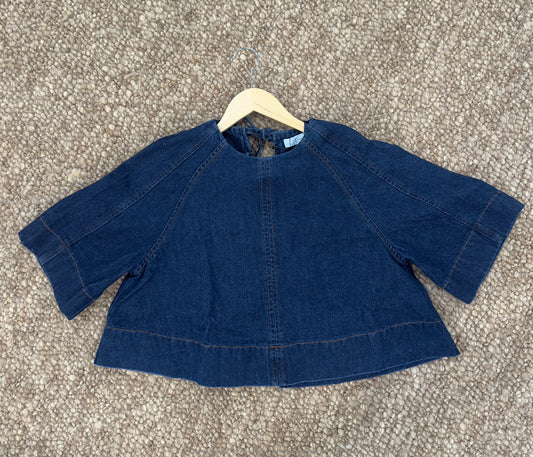 Indigo Tie-Back Crop Top