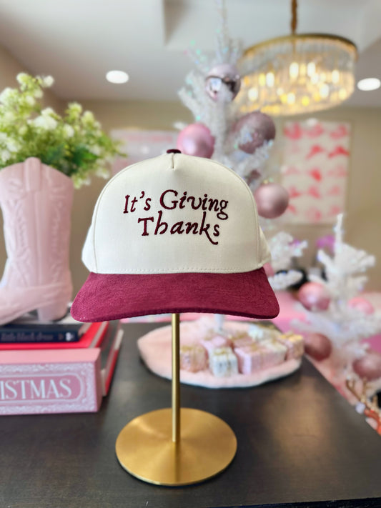 Its Giving Thanks Maroon Suede Hat