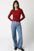 Abbey Long Sleeve Top - Scarlet