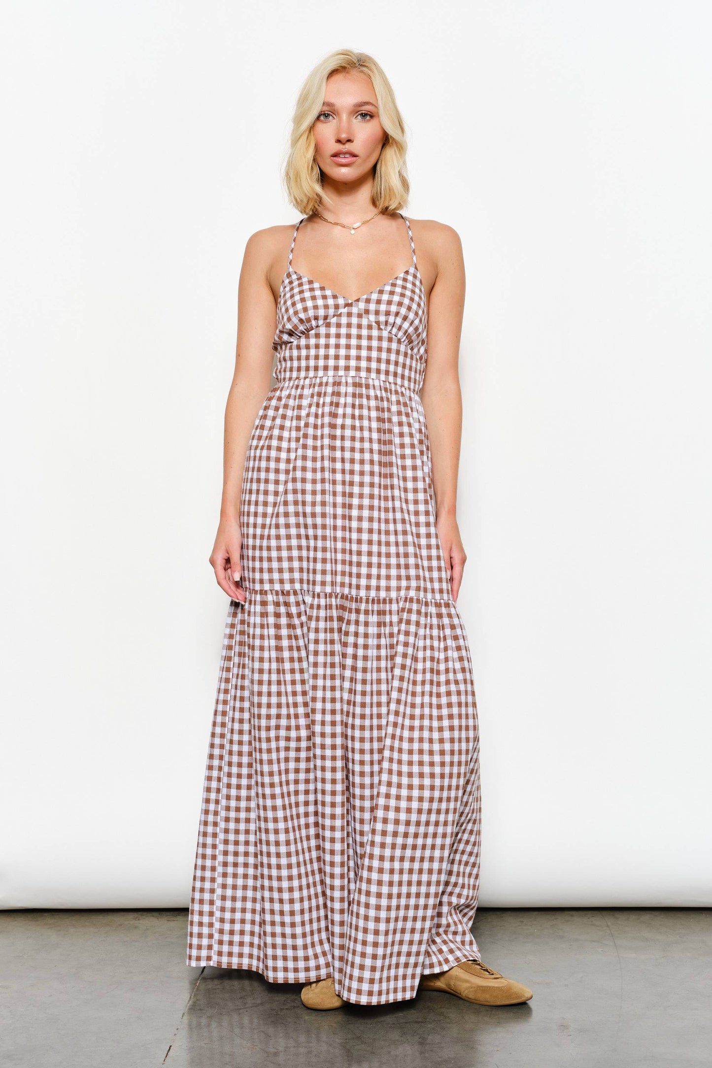 Paloma Gingham Tiered Maxi Dress