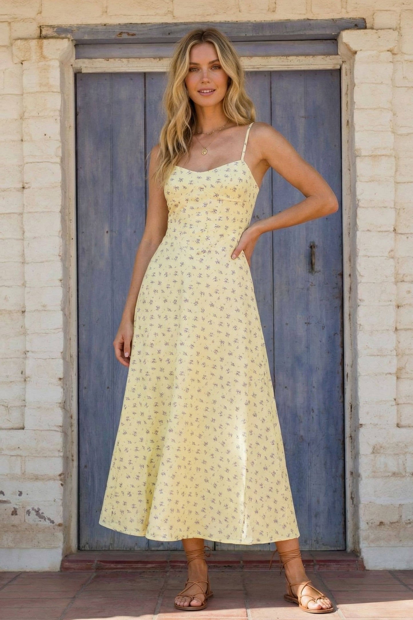 Lemon Blossom Midi Dress