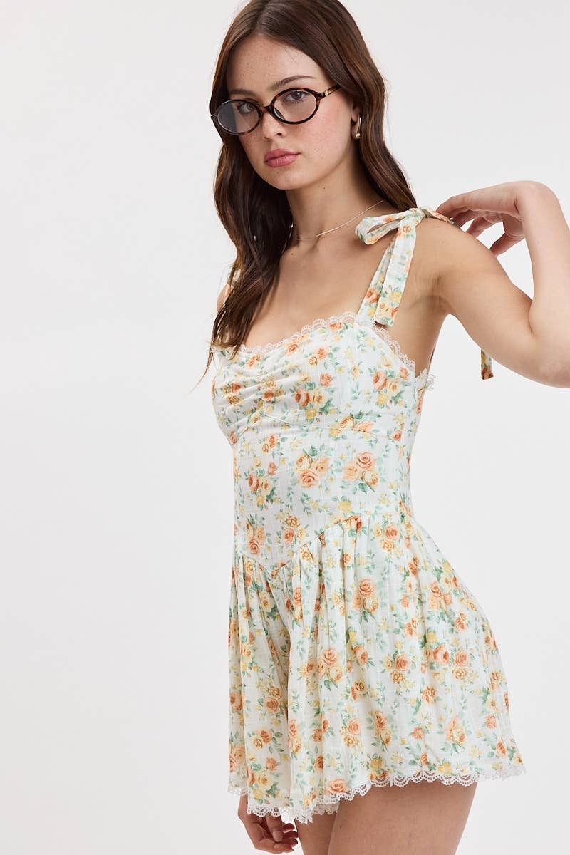Vintage Floral Smocked Romper