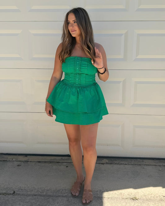 Emerald Coast Strapless Peplum Mini Dress