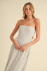 Elena Ivory Striped Strapless Maxi Dress
