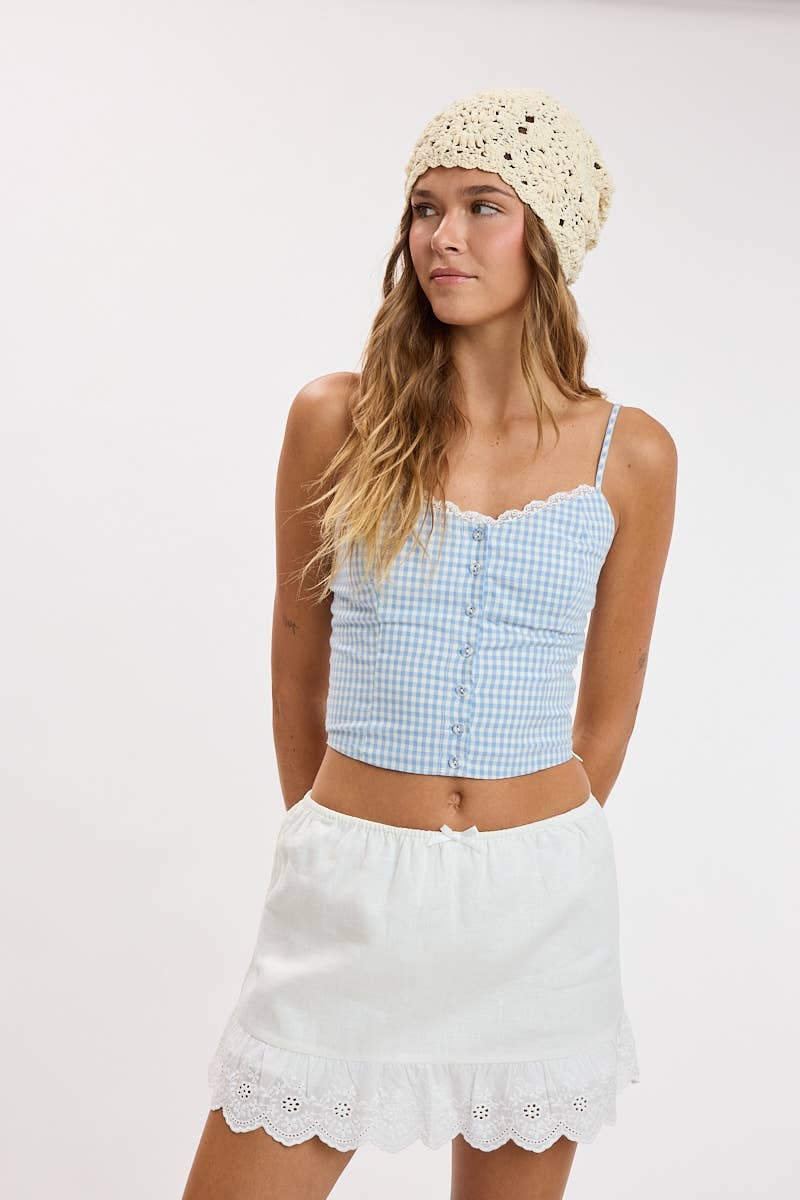 Positano Linen Eyelet Mini Skort