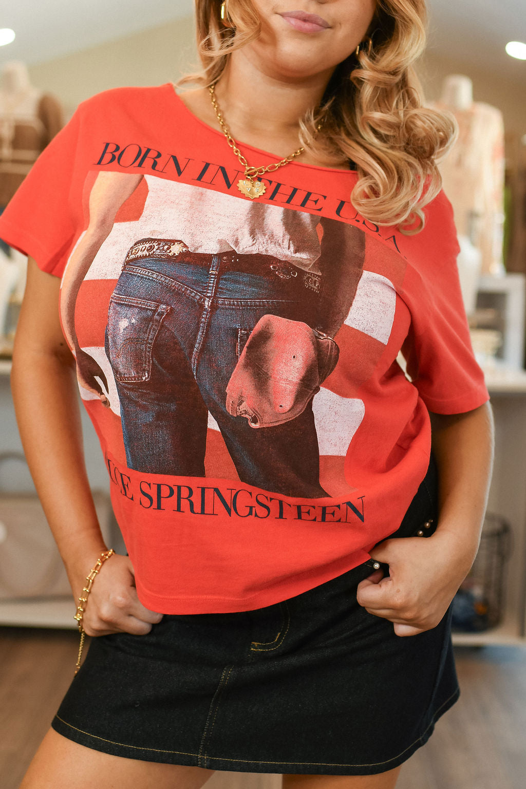 Bruce Springsteen Born In The USA Off The Shoulder Top