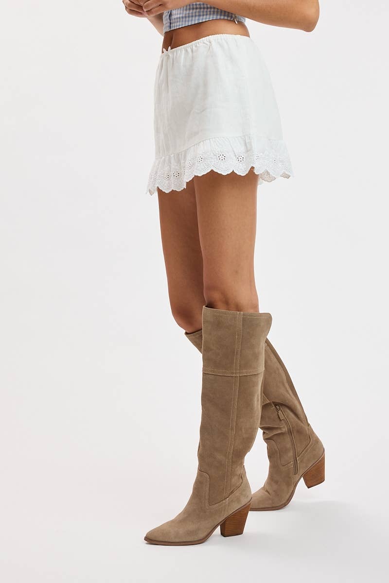 Positano Linen Eyelet Mini Skort