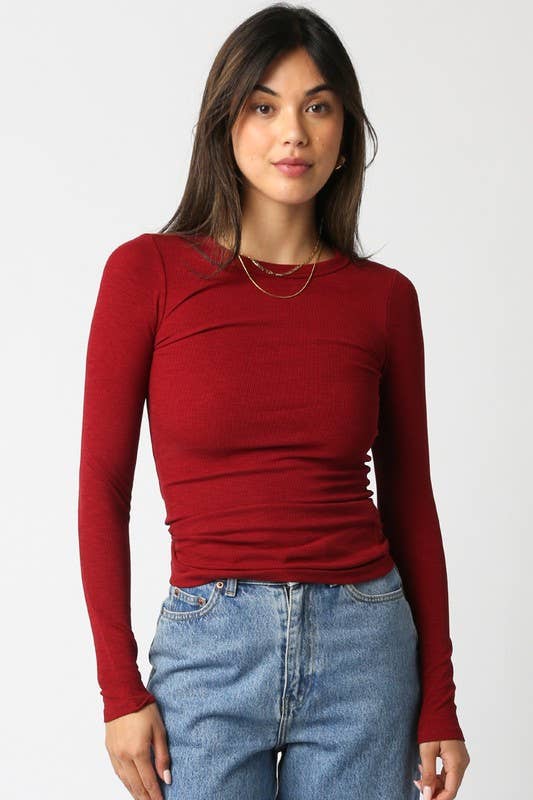 Abbey Long Sleeve Top - Scarlet