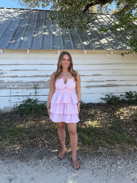 Blush Hour Tiered Mini Dress