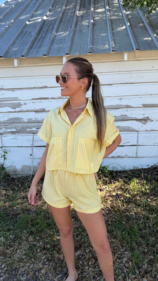 Sherbet Striped Crop Shirt