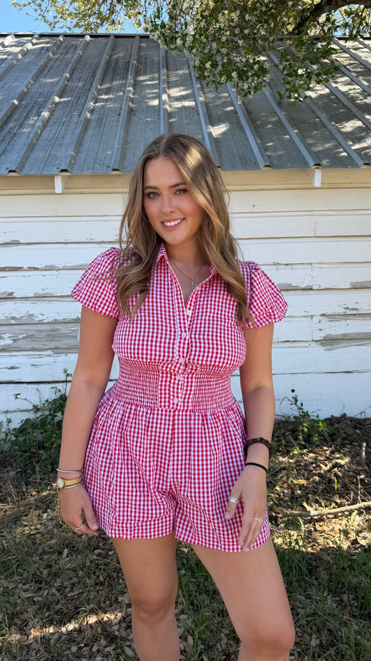 Picnic Date Gingham Romper