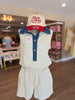 Denim Patchwork Polo Romper