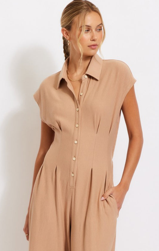 Ribbed Cut Out Back Jumpsuit