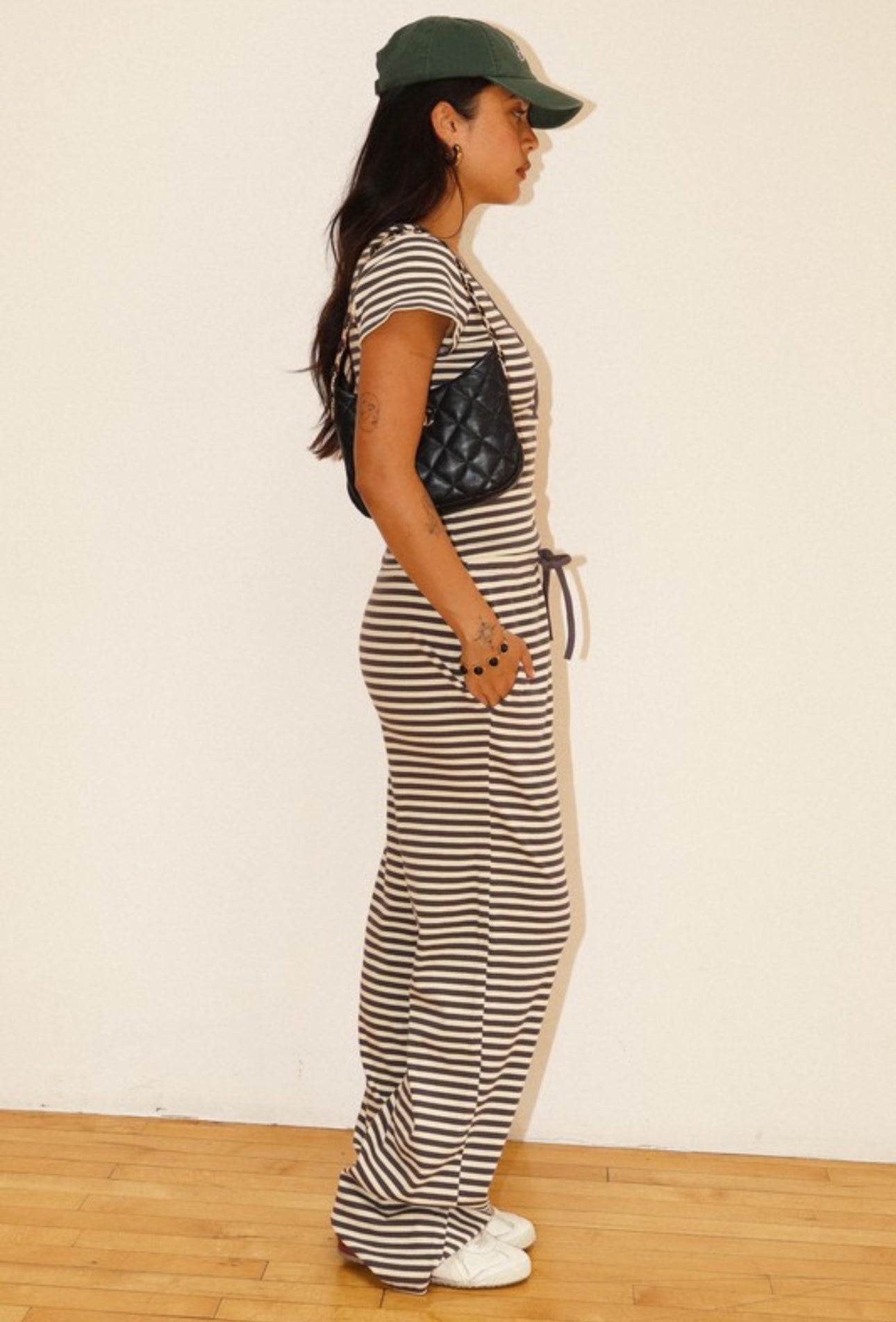 Charcoal Striped Drawstring Pants