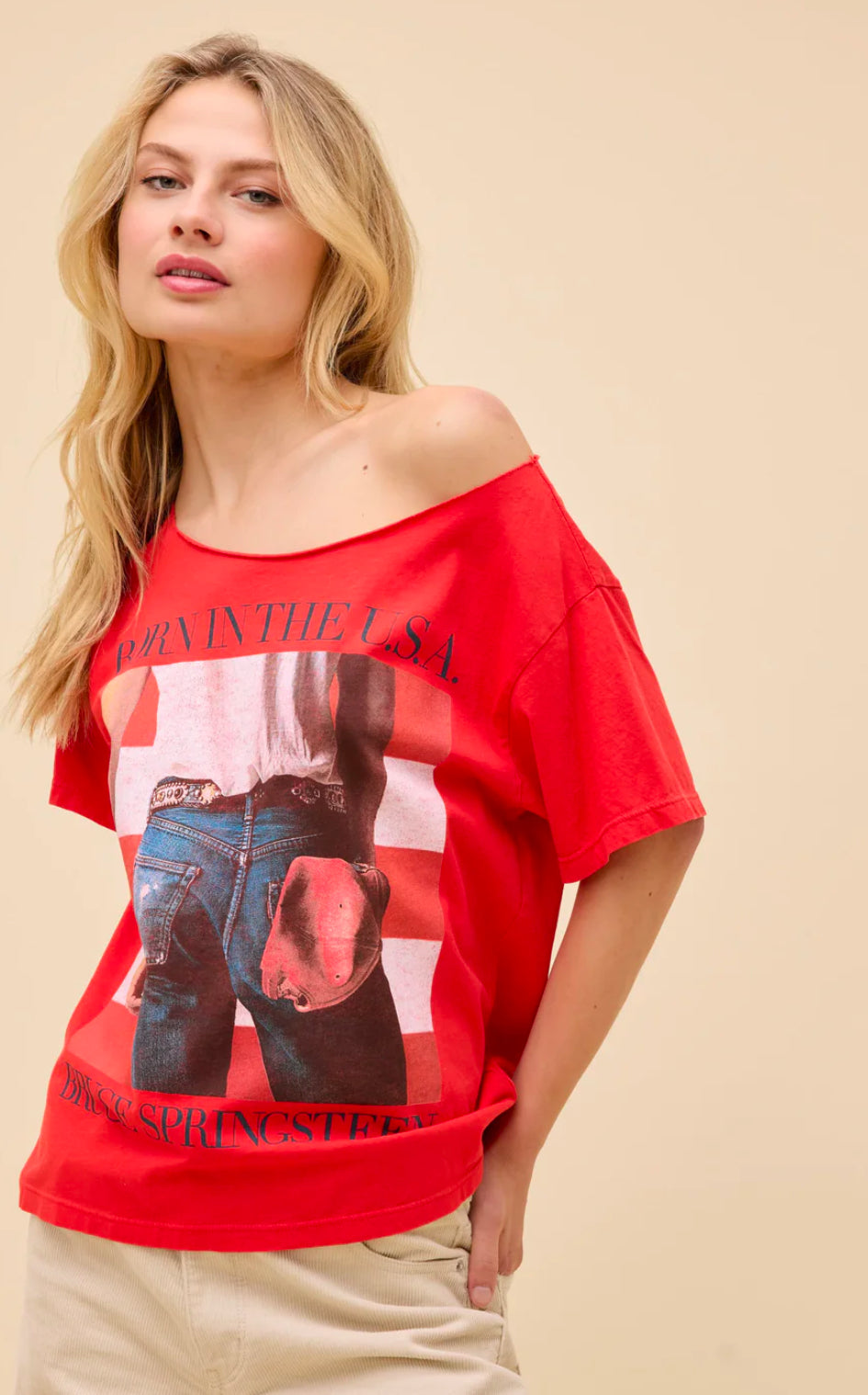 Bruce Springsteen Born In The USA Off The Shoulder Top