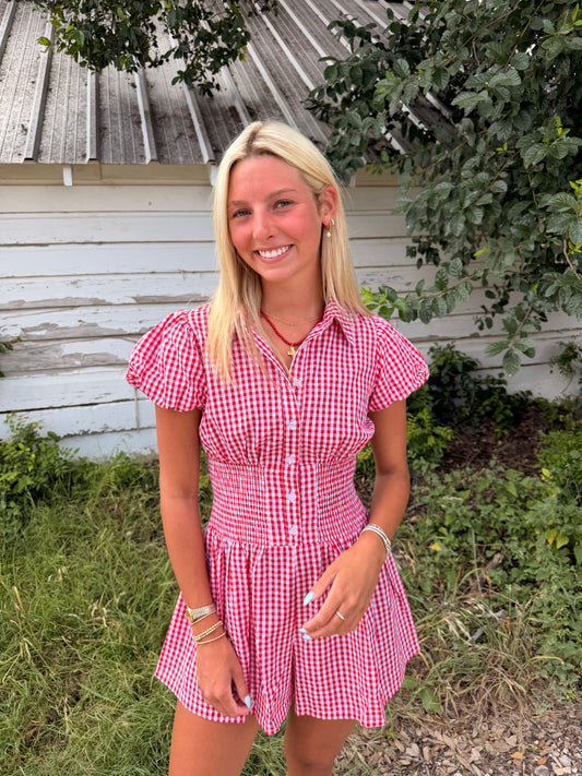 Picnic Date Gingham Romper