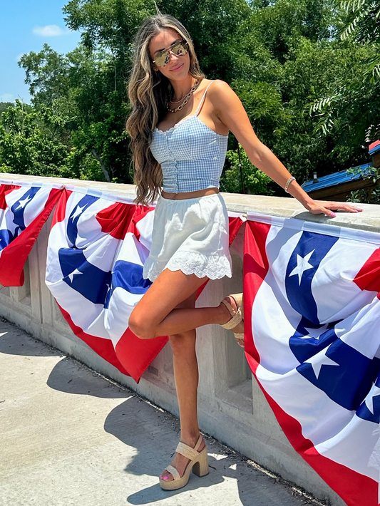 Positano Linen Eyelet Mini Skort
