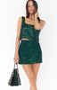 Tara Crop Top- Emerald Sequins