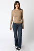 Abbey Long Sleeve Top- Light Khaki