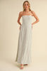 Elena Ivory Striped Strapless Maxi Dress