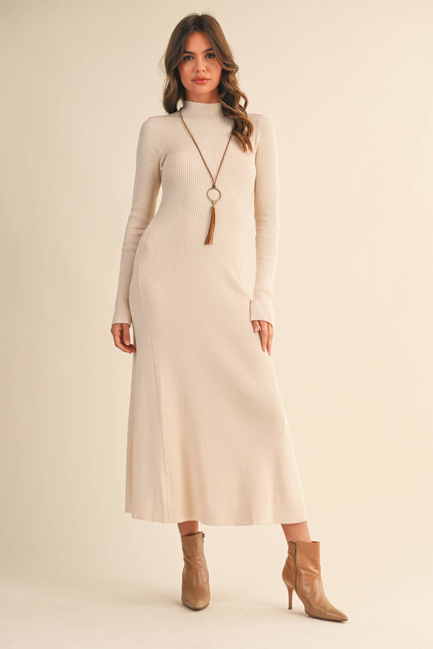 The Isabel Ribbed Flare Midi Dress